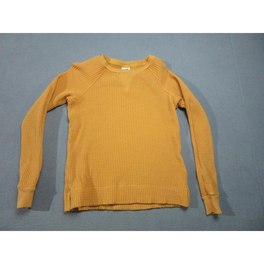 The North Face Sweater Womens Small Orange Waffle Knit Thermal Raglan Pullover